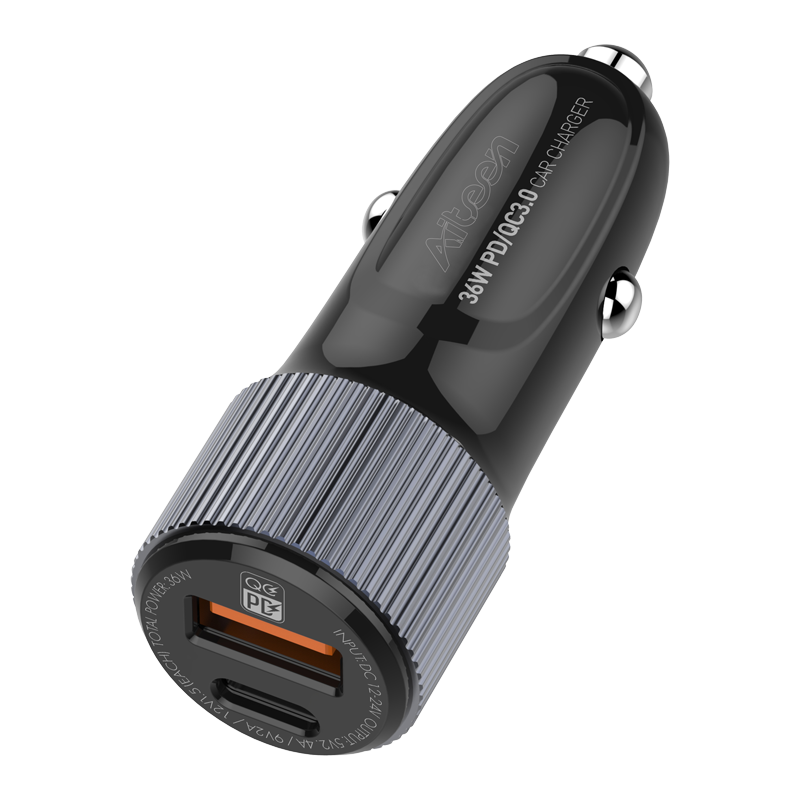 C100-C Fast Car Charger  with Type-C Cable Black